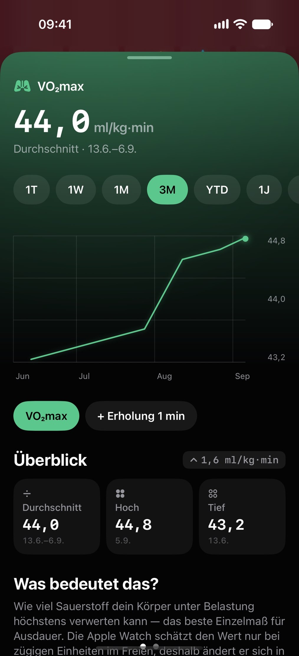 VO2max-Verlauf über mehrere Monate